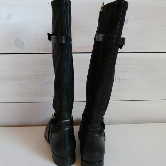 Women's Cole Haan Grand Os Leather and Fabric Black Knee High 7 - Picture 5 of 9